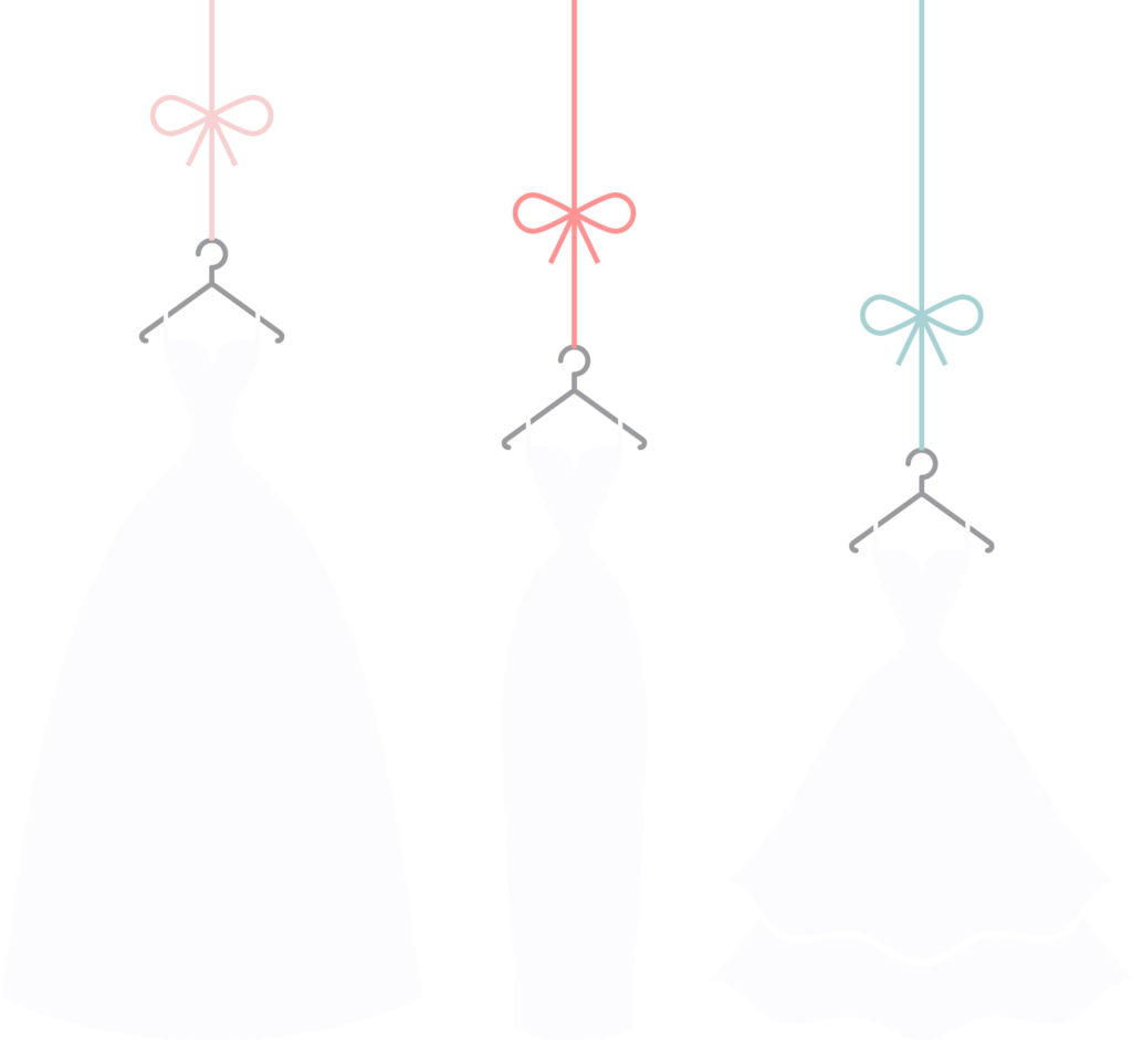 3 Brautkleidschnitte als Silhouette